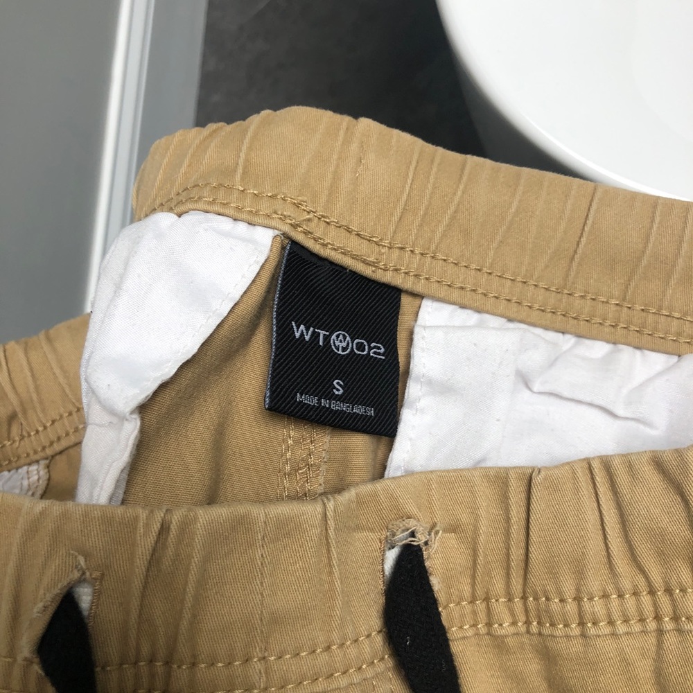 Boys khaki drawstring, joggers, size small